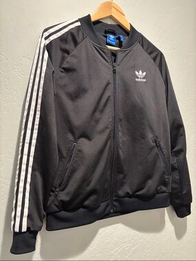 adidas Black Jacket with White Three-Stripe Detail